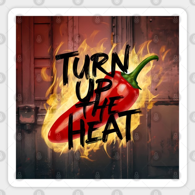 Turn Up The Heat, Hot Sauce Graffiti Design Magnet by RazorDesign234